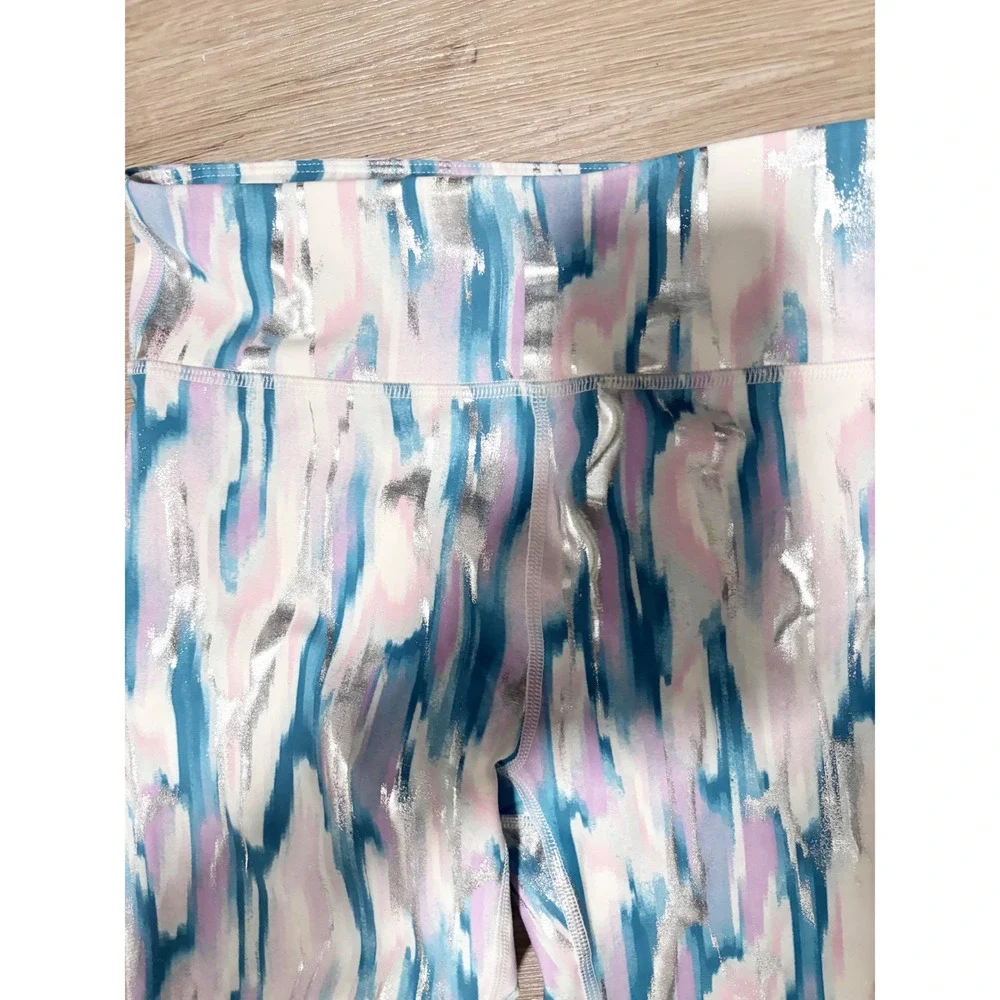 Old Navy Girls PowerPress High Waisted Abstract Foil Leggings L 10-12